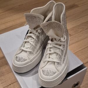 Converse Women's Cream Rhinestone High-Top Sneakers
